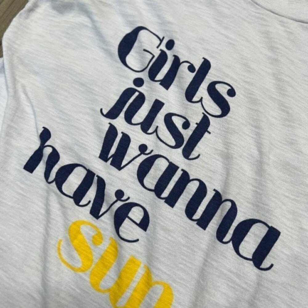 J. Crew "Girls Just Wanna Have Sun" Graphic Cotton T-Shirt Size XXS - Picture 5 of 9